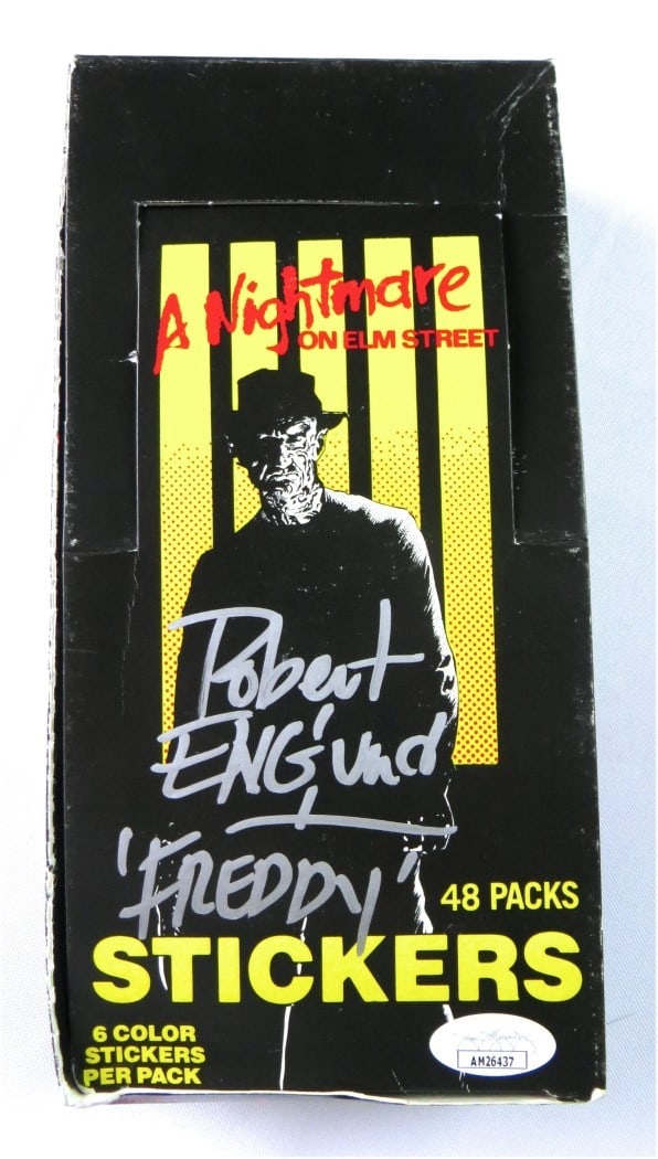 Robert Englund Autographed Empty Sticker Box Nightmare on Elm Street JSA: Robert Englund Autographed Empty Sticker Box Nightmare on Elm Street JSA This Robert Englund signed autograph sticker box is a must-have for any collector of horror memorabilia. Authenticated by James
