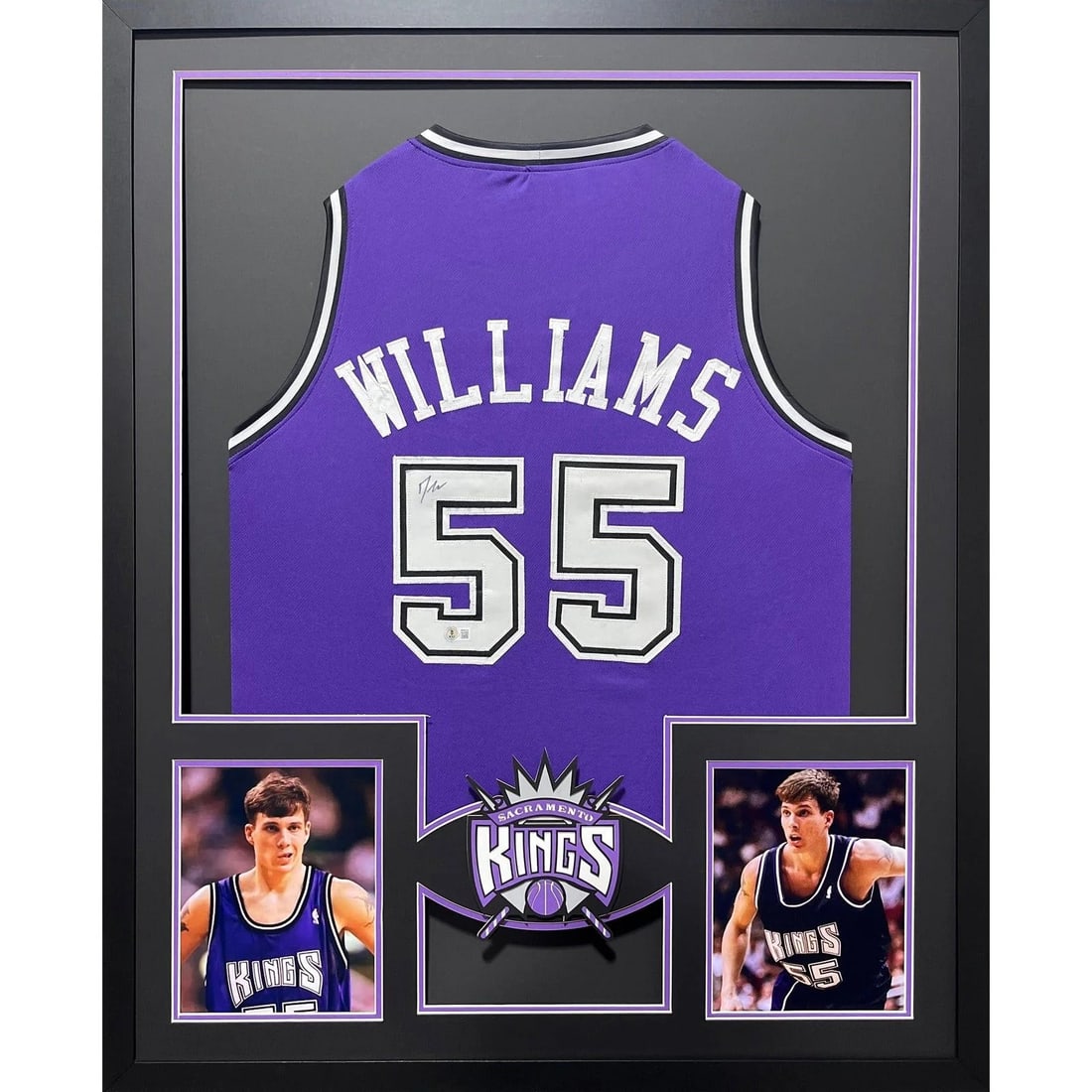 Beckett Autographed Jason Williams Sacramento Kings Framed Jersey: Beckett Autographed Jason Williams Sacramento Kings Framed Jersey This is a framed Sacramento Kings jersey autographed by Jason Williams. The jersey comes authenticated by Beckett and features a tampe