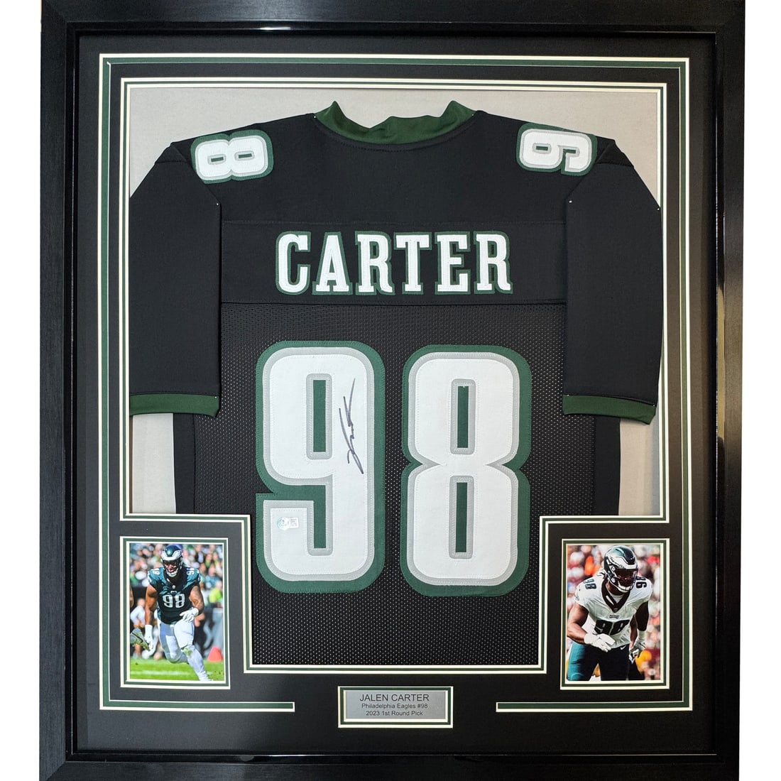 Jalen Carter signed framed black Eagles jersey Beckett BAS COA 35x39 (1 of 2)