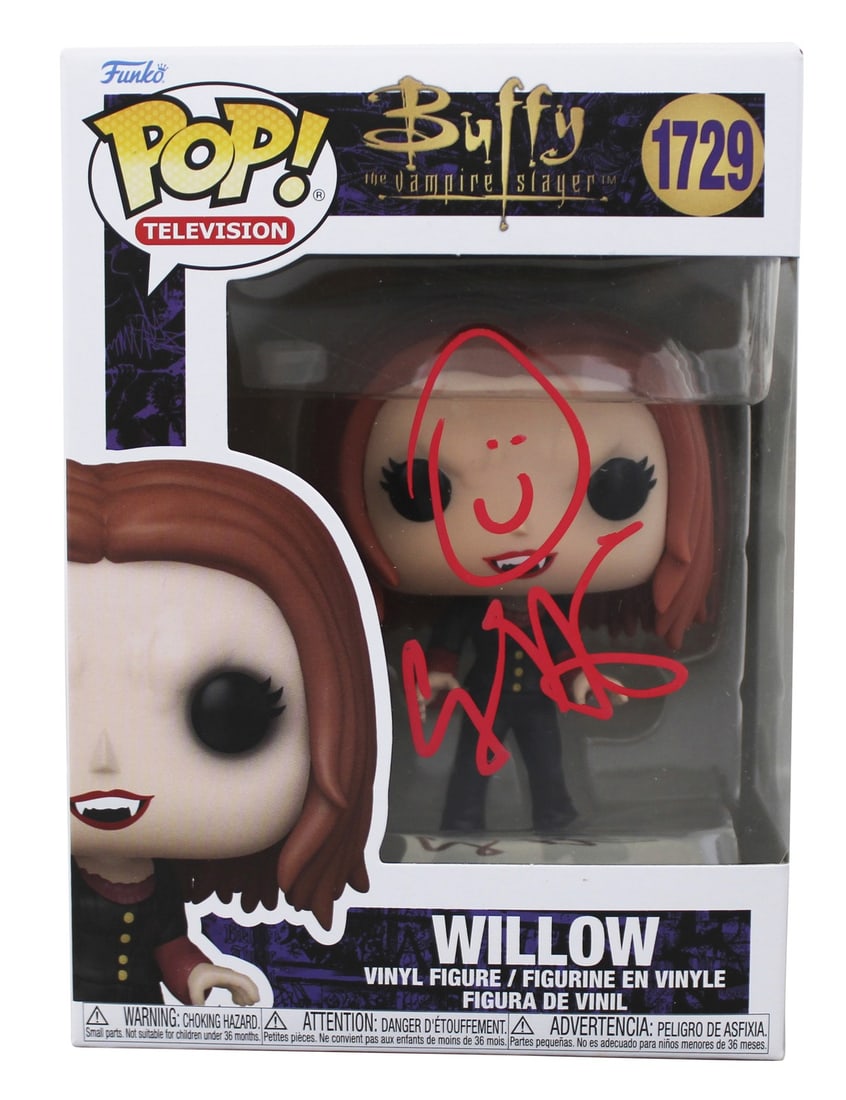 Alyson Hannigan Signed Willow #1729 Funko Pop Buffy JSA Authenticated: Alyson Hannigan Signed Willow #1729 Funko Pop Buffy JSA Authenticated This pre-owned Funko Pop Vinyl Figure #1729 features Willow from Buffy the Vampire Slayer and is personally signed by Alyson Hanni