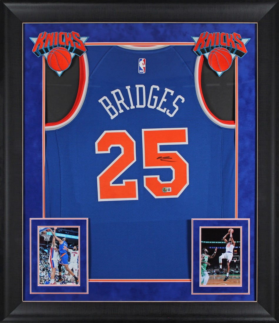 Framed Mikal Bridges autographed Knicks Nike Swingman jersey Beckett BAS (1 of 2)