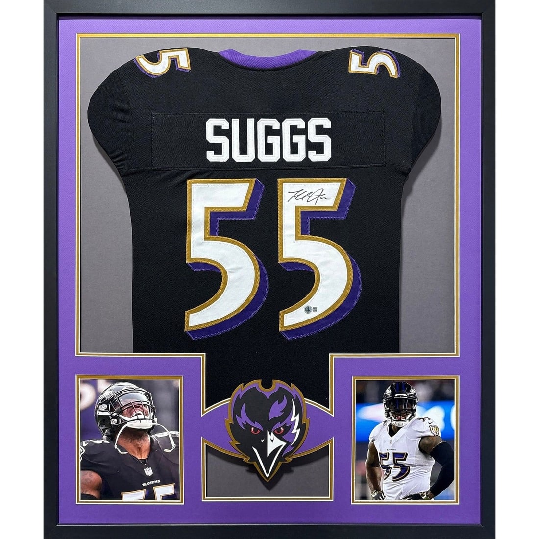 Beckett Authenticated Framed Terrell Suggs Black Ravens Jersey (1 of 2)