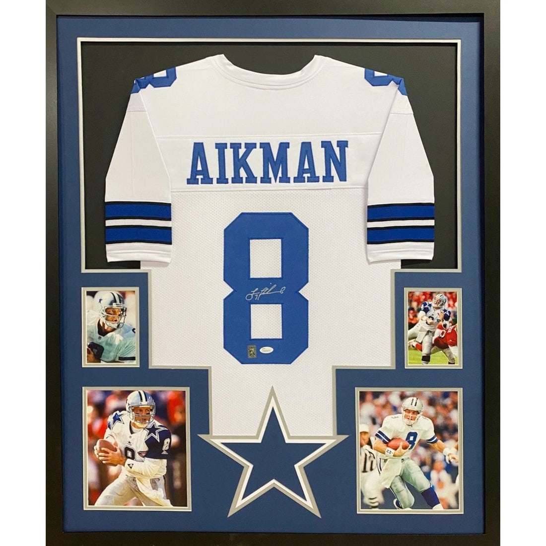 Troy Aikman Signed Framed Jersey JSA Authenticated Dallas Cowboys: Troy Aikman Signed Framed Jersey JSA Authenticated Dallas Cowboys This autographed jersey features the iconic Troy Aikman, recognized as one of the greatest quarterbacks in NFL history. The jersey is 