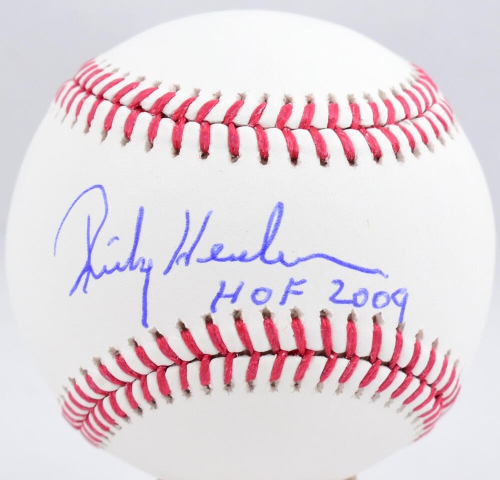 Rickey Henderson signed Rawlings OML baseball Beckett hologram HOF: Rickey Henderson signed Rawlings OML baseball Beckett hologram HOF This Rawlings Official Major League Baseball features the autograph of Rickey Henderson, a celebrated baseball player. The ball is au