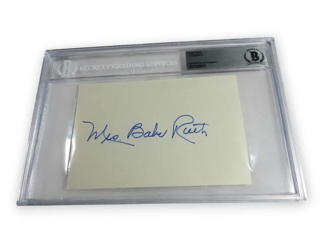 Index Card Signed by Claire Ruth Mrs Babe Ruth Yankees Beckett Authenticated (1 of 3)