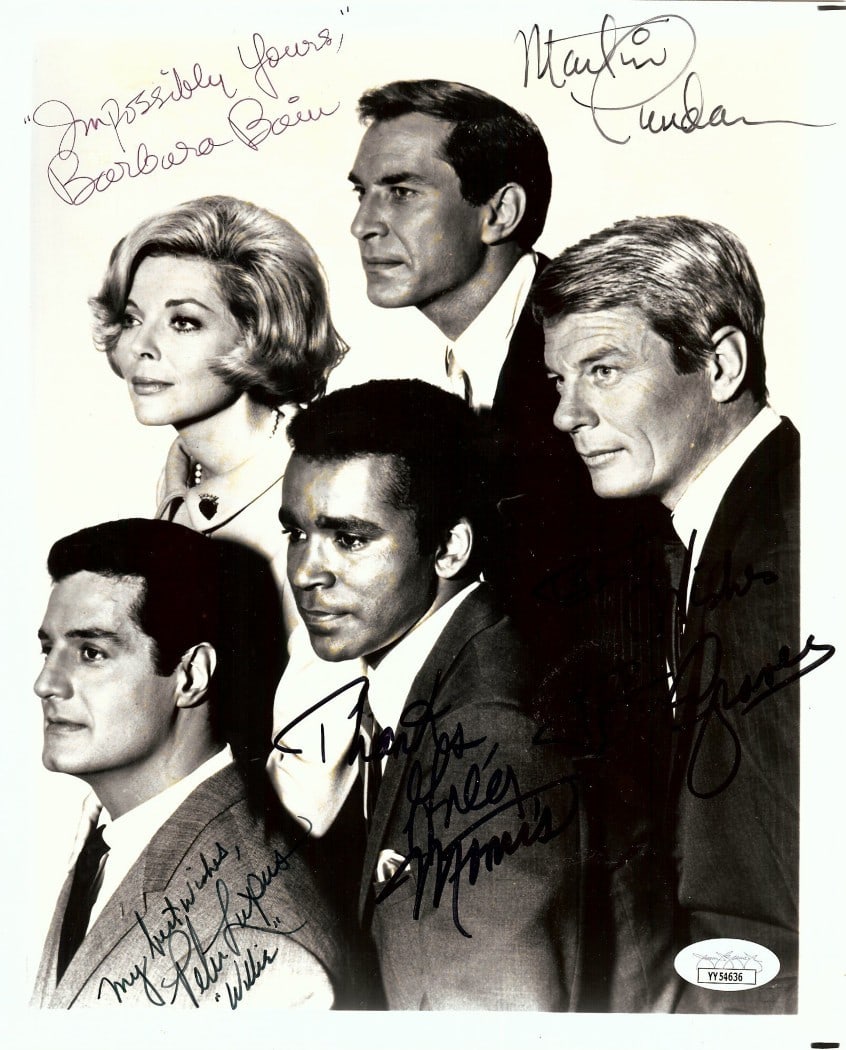 Mission Impossible Autographed 8x10 Photo by Graves Landau Bain JSA Certified: Mission Impossible Autographed 8x10 Photo by Graves Landau Bain JSA Certified This iconic 8X10 photograph from the classic series 'Mission: Impossible' features the autographs of renowned cast members