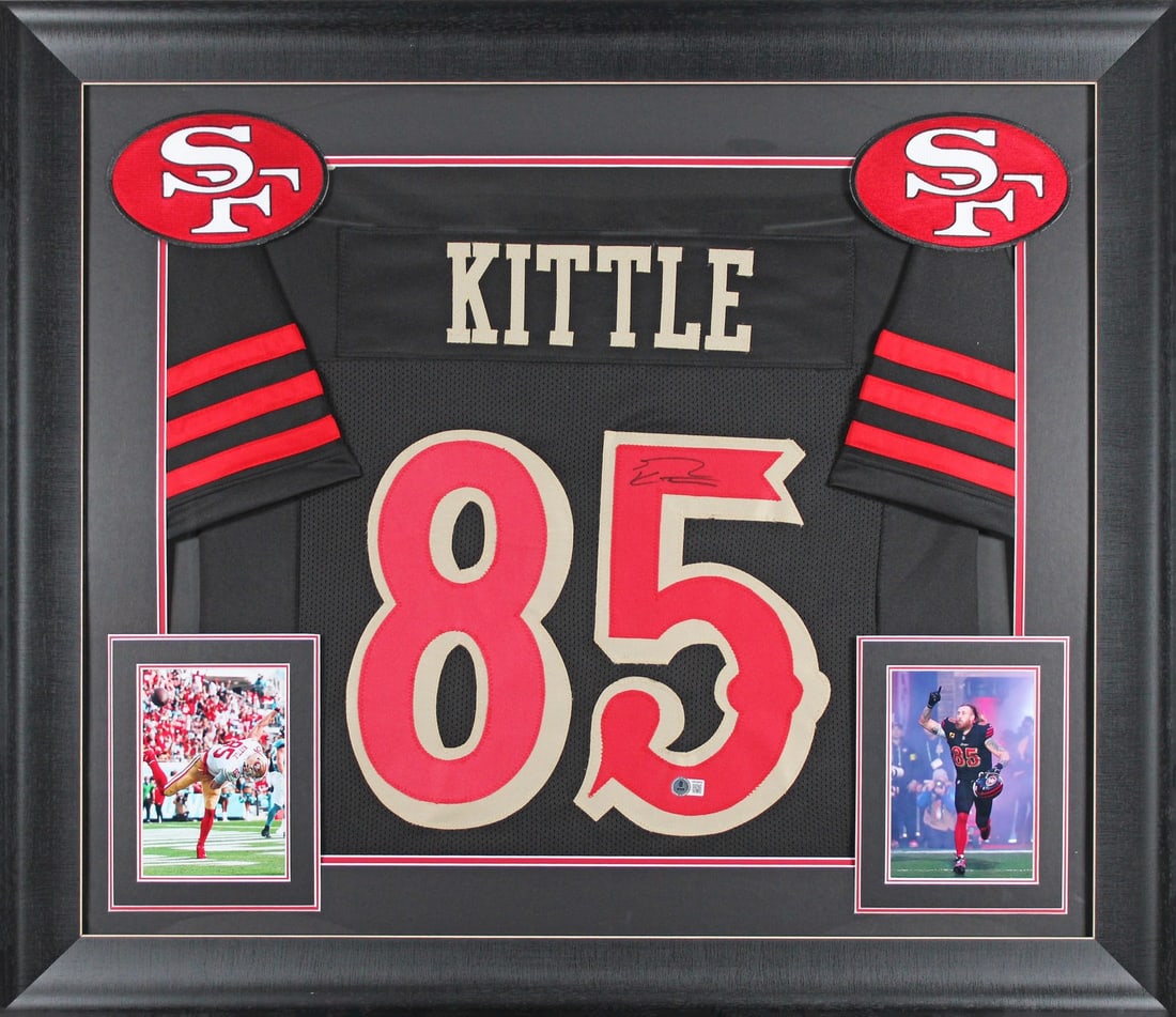 Framed George Kittle autographed 2025 Rivalries 49ers jersey BAS witnessed (1 of 2)