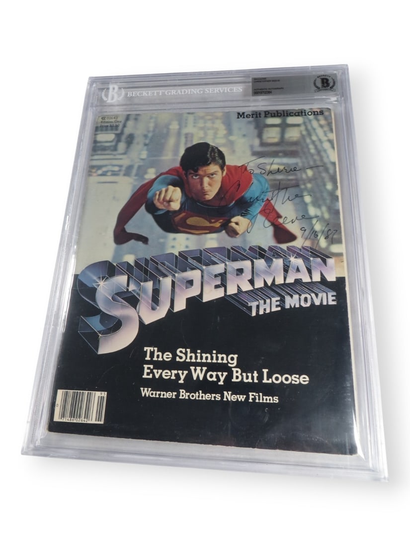 Beckett Authenticated 1987 Magazine Signed by Christopher Reeve as Superman: Beckett Authenticated 1987 Magazine Signed by Christopher Reeve as Superman This is an original 1987 magazine autographed by Christopher Reeve, best known for his role as Superman. The magazine is enc