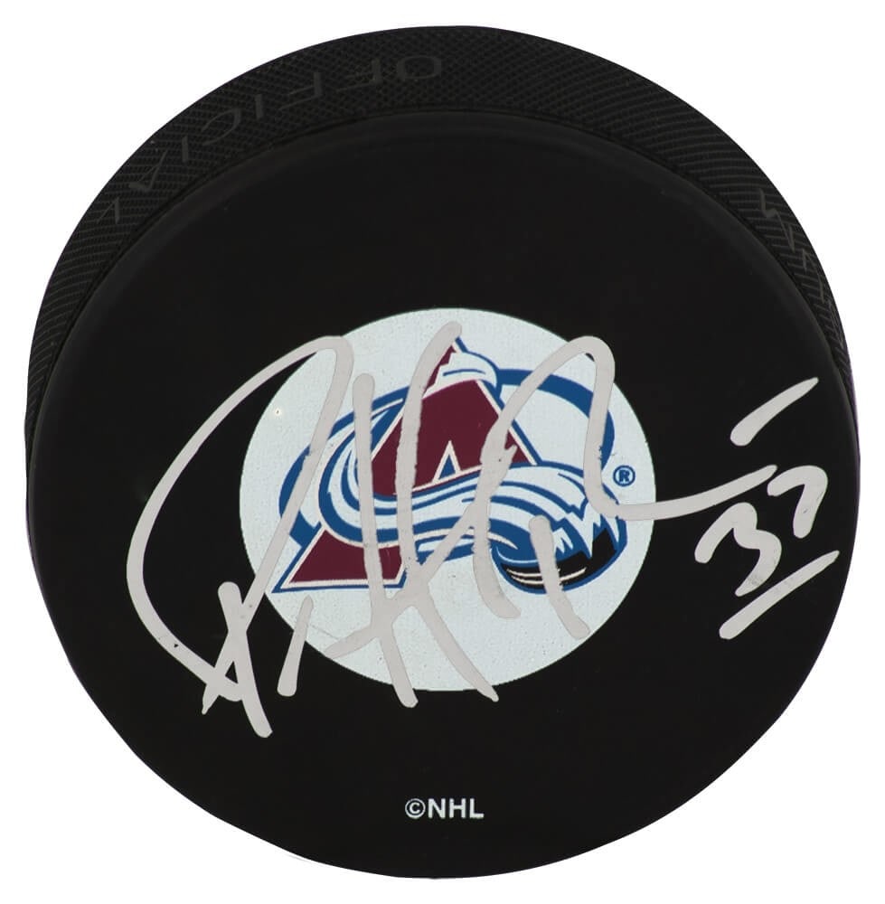 Colorado Avalanche Hockey Puck Autographed by Patrick Roy with JSA COA: Colorado Avalanche Hockey Puck Autographed by Patrick Roy with JSA COA This Colorado Avalanche logo hockey puck is signed by Patrick Roy. The autograph is authenticated with a JSA tamper-evident numbe