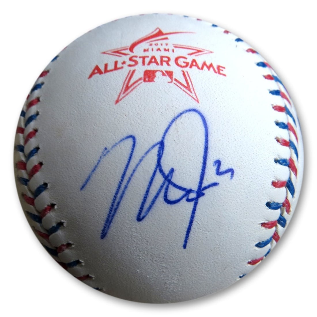 2017 All-Star Baseball Signed by Mike Trout with MLB Authentication: 2017 All-Star Baseball Signed by Mike Trout with MLB Authentication This is an original 2017 All-Star baseball autographed by Mike Trout of the Los Angeles Angels. The signature is authenticated by ML