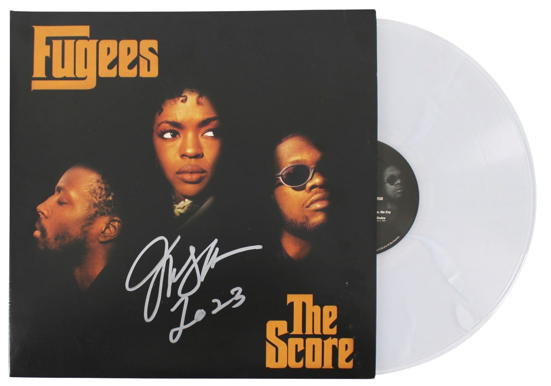 Lauryn Hill Signed The Score Album Cover Vinyl 2023 The Fugees BAS Certified: Lauryn Hill Signed The Score Album Cover Vinyl 2023 The Fugees BAS Certified This autographed album cover of "The Score" by The Fugees features a personal inscription of "2023" and is signed by Lauryn