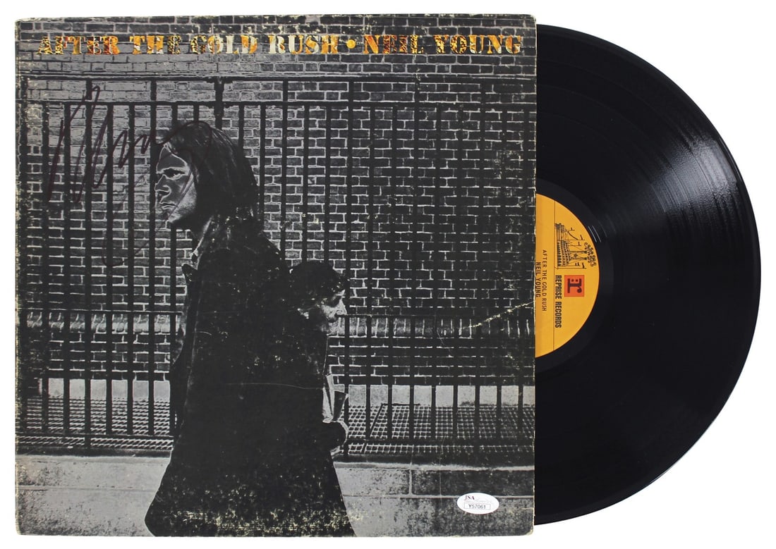 Neil Young Signed After The Gold Rush Album Cover Vinyl JSA Certified: Neil Young Signed After The Gold Rush Album Cover Vinyl JSA Certified This authentic signed album cover features Neil Young's signature on the 'After The Gold Rush' vinyl, making it a must-have for fa
