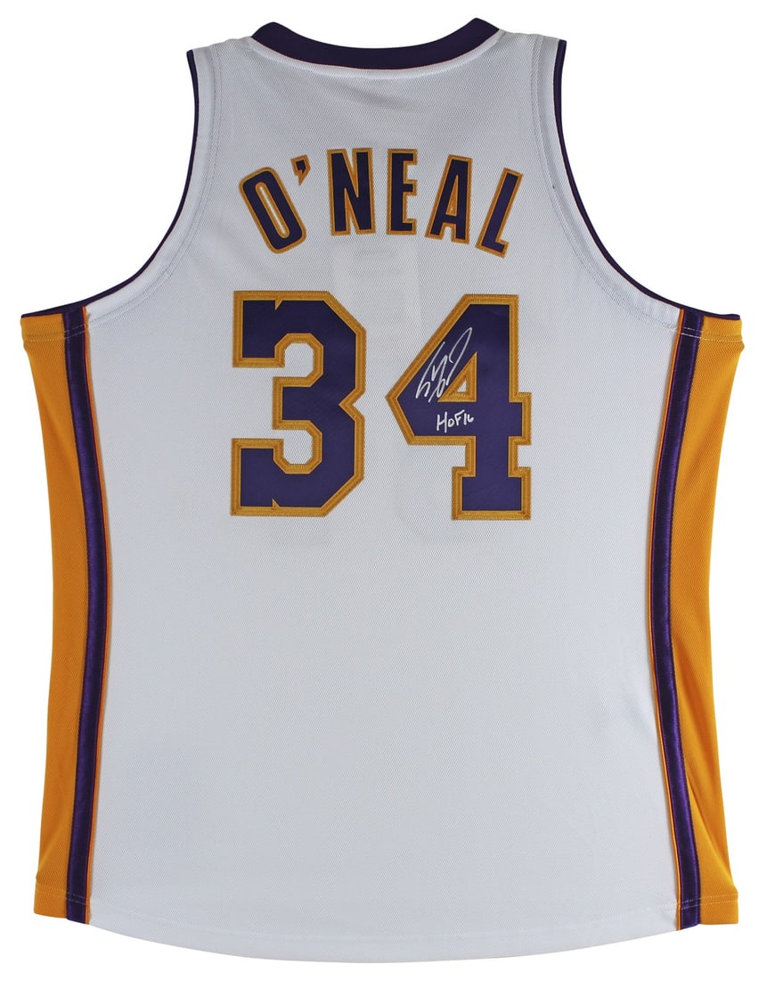 Shaquille O Neal Lakers Autographed Mitchell Ness HWC Jersey HOF 16 BAS: Shaquille O Neal Lakers Autographed Mitchell Ness HWC Jersey HOF 16 BAS This is an original white Mitchell & Ness 2003-04 Hardwood Classics authentic jersey, personally signed by Shaquille O'Neal of t