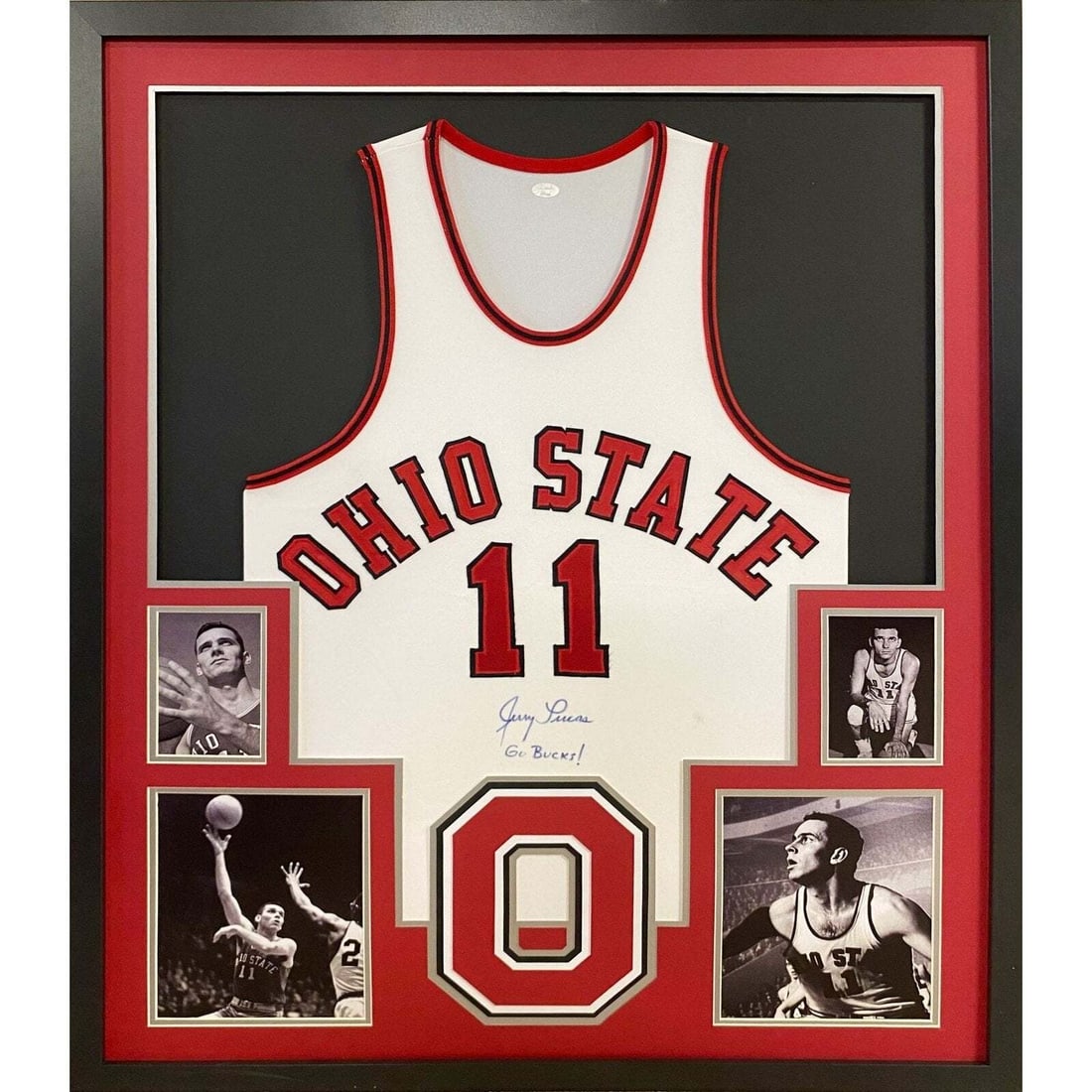 Jerry Lucas Signed Ohio State Jersey Framed JSA Certified: Jerry Lucas Signed Ohio State Jersey Framed JSA Certified This framed autographed jersey of Jerry Lucas celebrates his legacy as an Ohio State icon. Authenticated by JSA, a leader in sports memorabili
