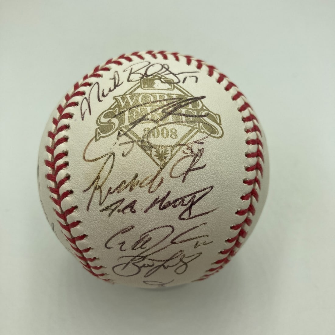 2008 Phillies World Series Team Signed Baseball with JSA COA: 2008 Phillies World Series Team Signed Baseball with JSA COA Celebrate the 2008 World Series victory with this Philadelphia Phillies team-signed baseball. This bright white official 2008 World Series 