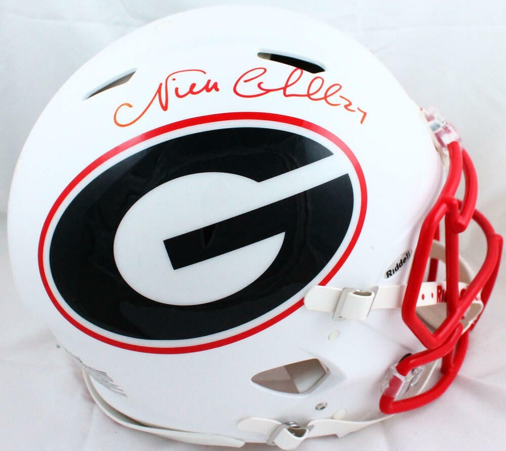 Beckett Holo Nick Chubb Georgia Bulldogs Full Size AMP Speed Helmet (1 of 9)