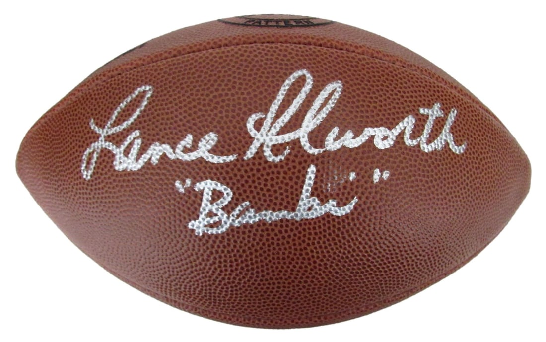 Wilson Duke Football Autographed by Lance Alworth HOF Inscribed Bambi JSA Certified: Wilson Duke Football Autographed by Lance Alworth HOF Inscribed Bambi JSA Certified This is an original Wilson NFL "The Duke" leather football signed and inscribed "Bambi" by Hall of Famer Lance Alwor