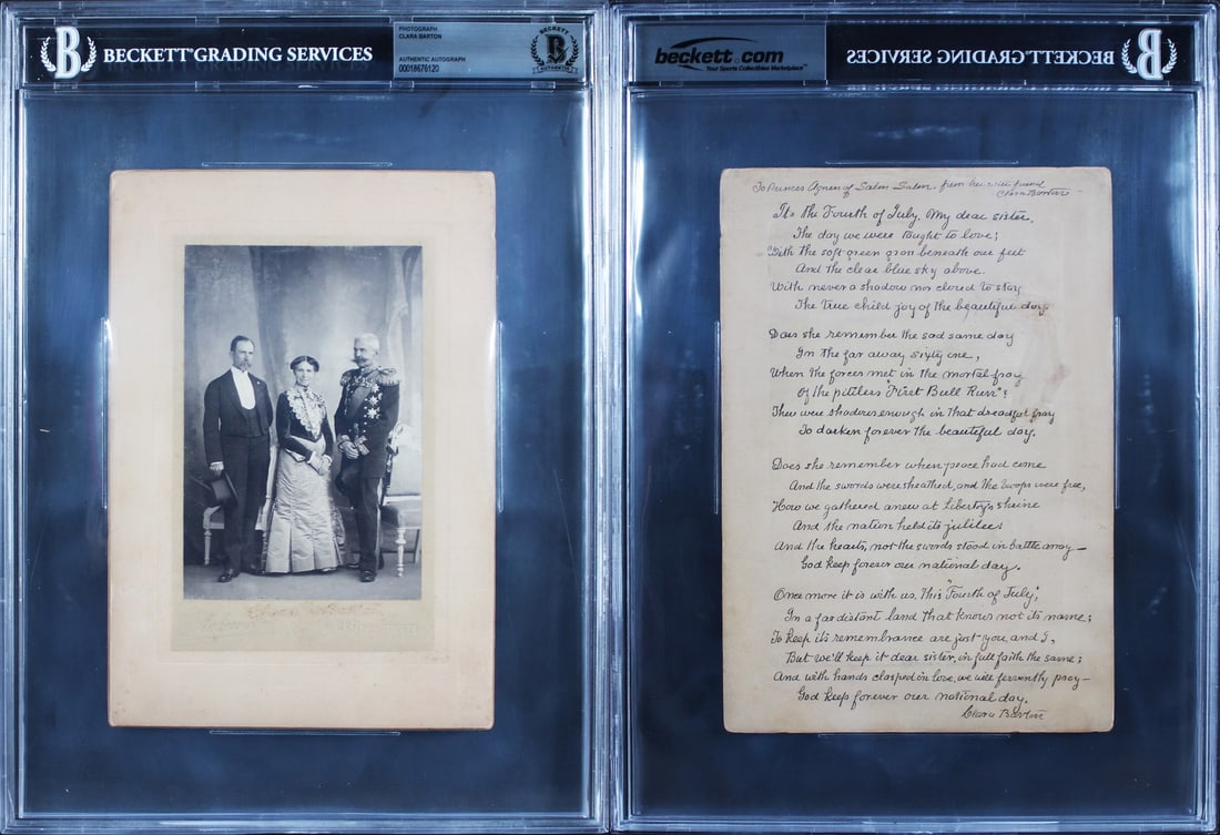 Clara Barton Signed 1902 Boudoir Photo with Poem Beckett Authenticated (1 of 3)