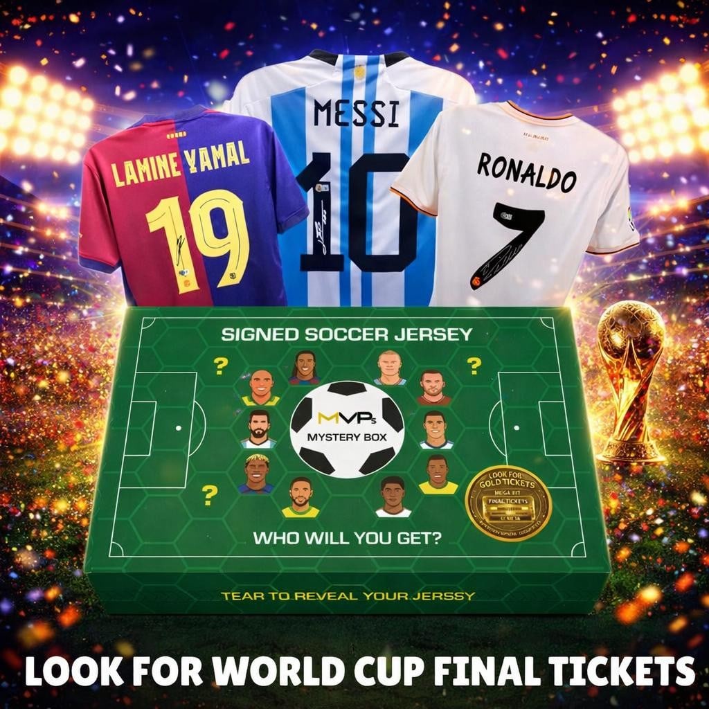Lionel Messi autographed mystery soccer jersey box 2026 MVP World Cup sealed: Lionel Messi autographed mystery soccer jersey box 2026 MVP World Cup sealed This is a sealed 2026 MVP's World Cup autographed mystery soccer jersey box. The box contains an original jersey, signed by