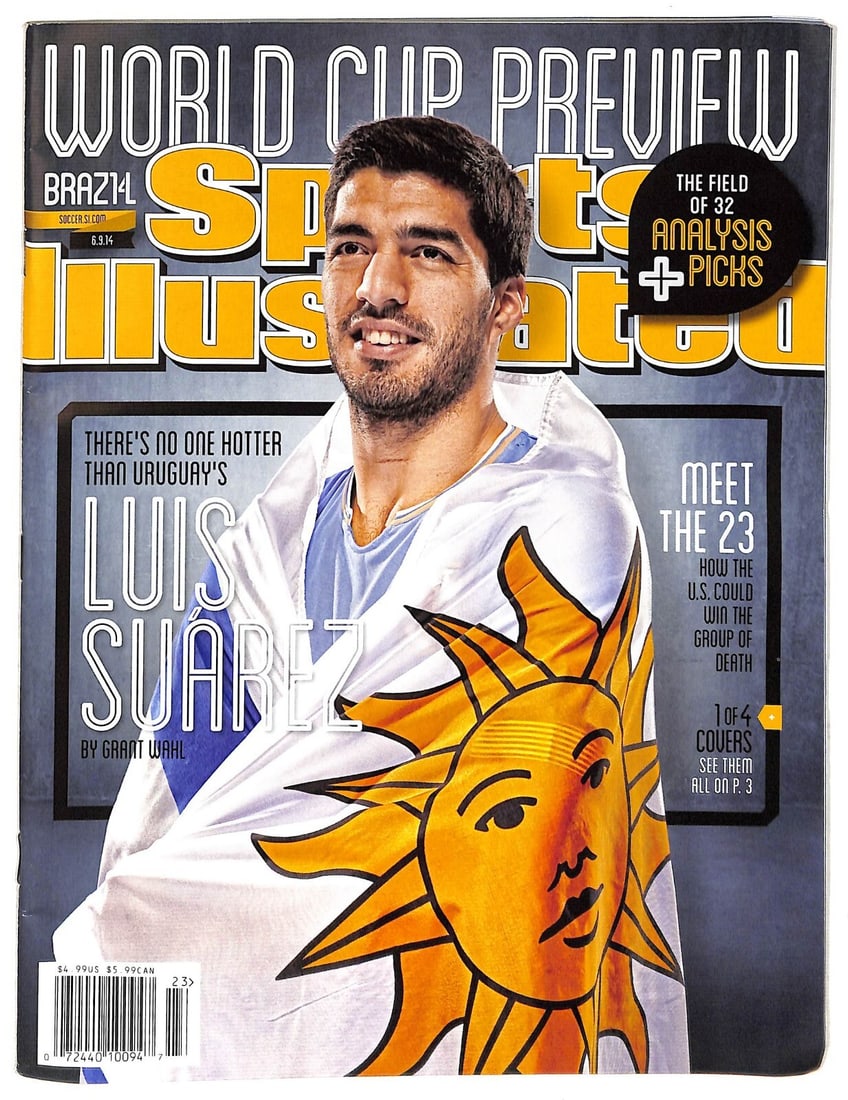 Luis Suarez 2014 Sports Illustrated Magazine World Cup Edition Uruguay Cover: Luis Suarez 2014 Sports Illustrated Magazine World Cup Edition Uruguay Cover This is an original Sports Illustrated magazine issue from June 9, 2014, featuring soccer player Luis Suarez and covering t