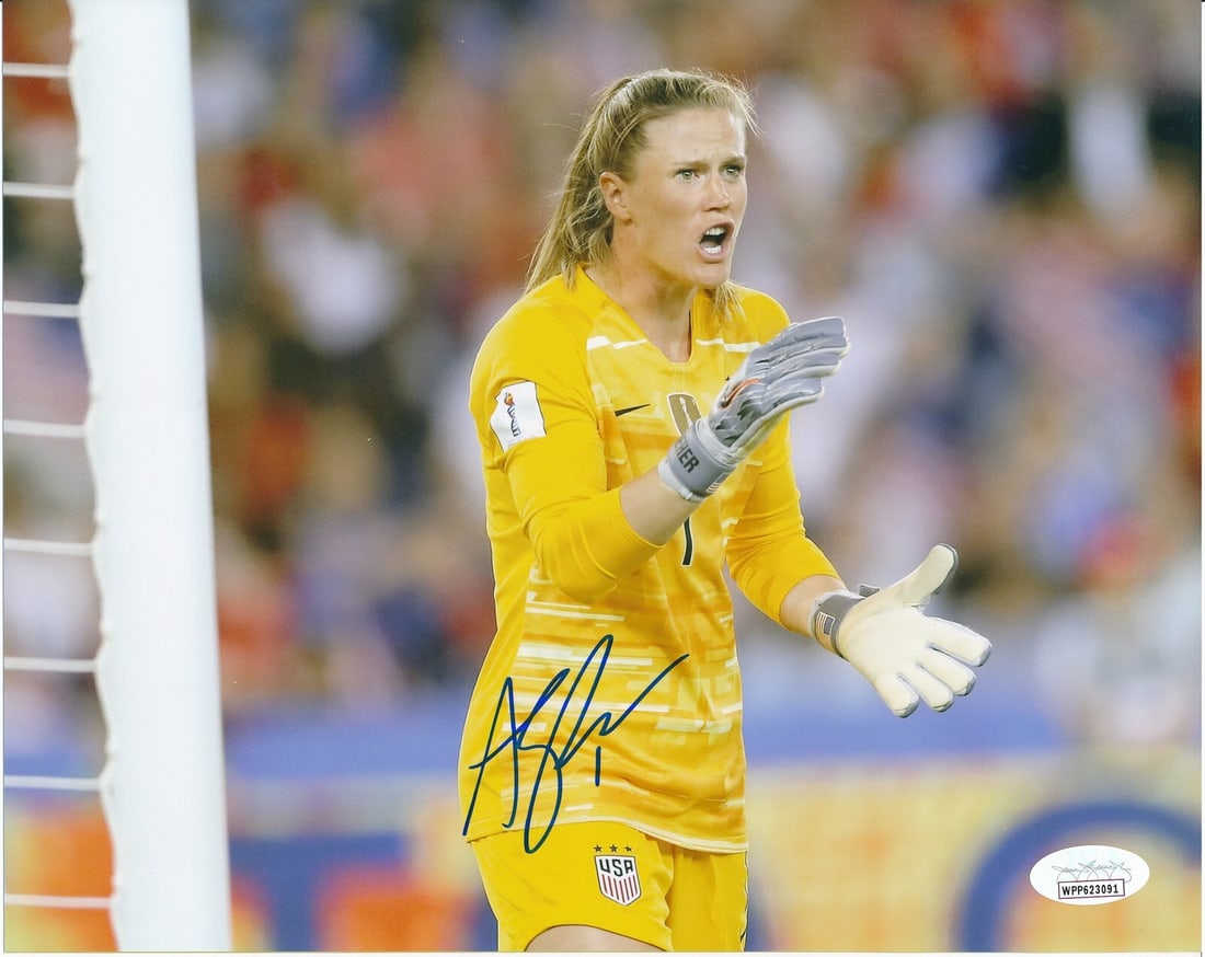 Alyssa Naeher Signed 8x10 Photo USA Women's Soccer JSA Certified: Alyssa Naeher Signed 8x10 Photo USA Women's Soccer JSA Certified Celebrate the achievement of the US Women's National Team with this signed 8x10 photo of Alyssa Naeher, featuring her from the 2019 Wor