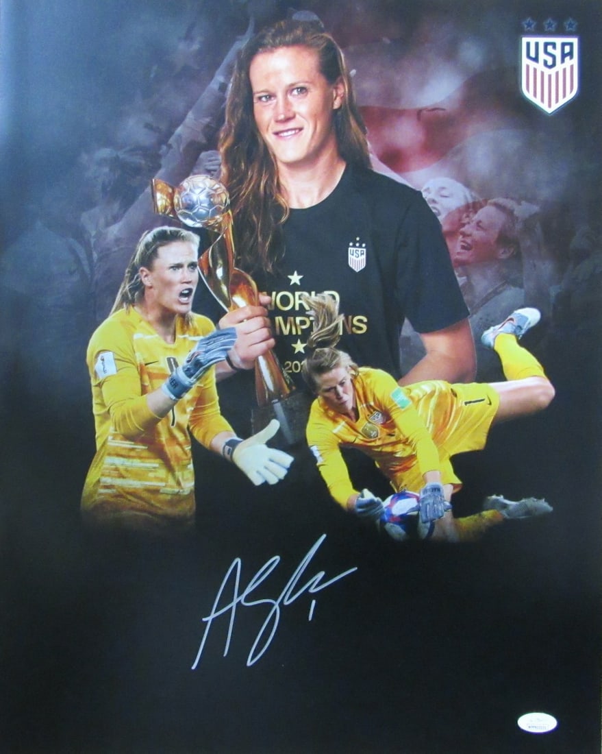 Alyssa Naeher USA Women's Soccer Signed 16x20 World Cup Photo JSA Authenticated: Alyssa Naeher USA Women's Soccer Signed 16x20 World Cup Photo JSA Authenticated Celebrate the 2019 World Cup with this stunning 16x20 photo montage featuring Alyssa Naeher and the USA Women's Soccer T