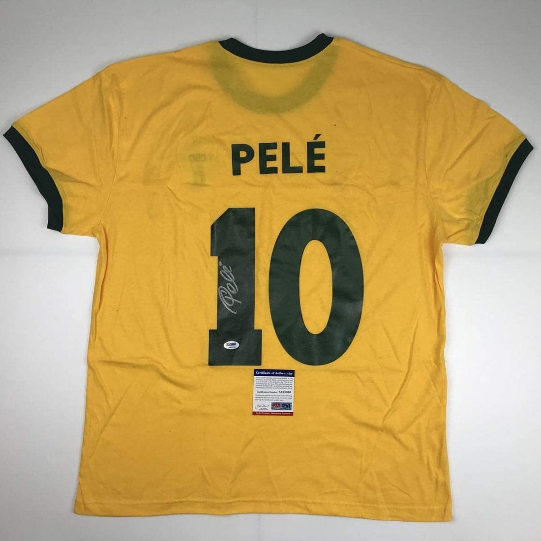 PSA DNA Certified Pele Brazil Yellow Signed Jersey Auto #2 (1 of 4)
