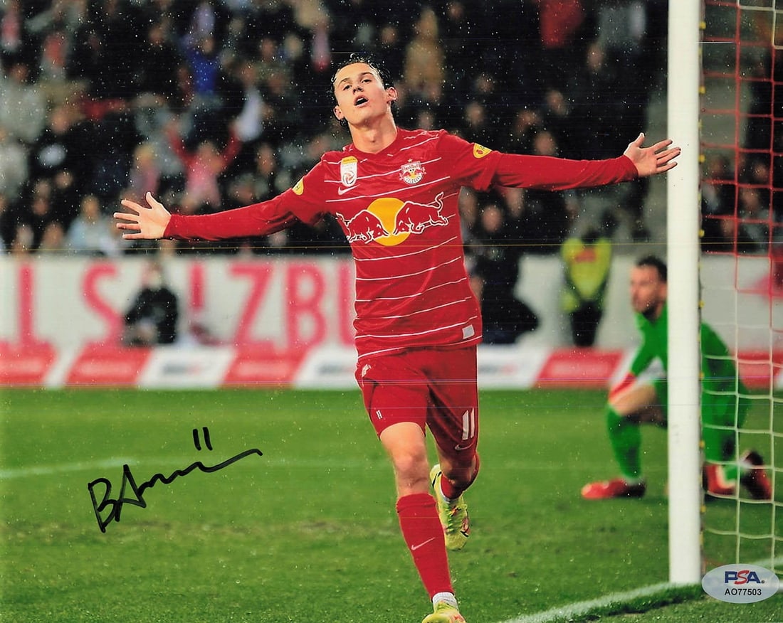 Brenden Aaronson Signed 8x10 Photo PSA/DNA Team USA Collectible: Brenden Aaronson Signed 8x10 Photo PSA/DNA Team USA Collectible Celebrate your fanhood with this authentic 8x10 photo signed by Brenden Aaronson, a standout player for Team USA. This remarkable piece 