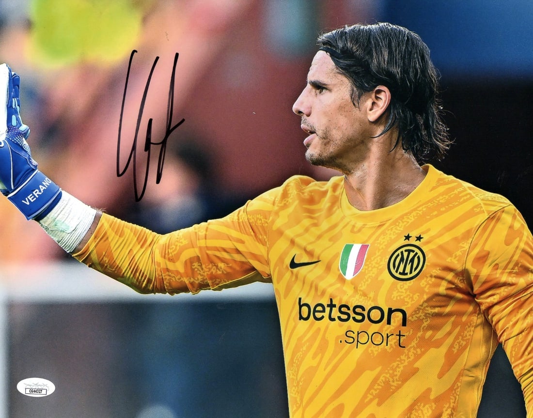 Yann Sommer Signed 11x14 Inter Milan Photo JSA Authenticated: Yann Sommer Signed 11x14 Inter Milan Photo JSA Authenticated This is an authentic 11x14 photo of Yann Sommer, the talented soccer player from Inter Milan, featuring his signature. The autograph has be