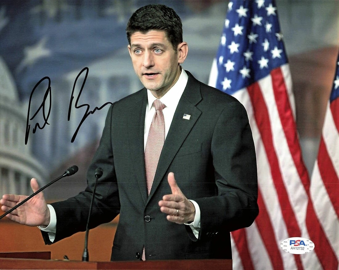 Autographed Paul Ryan 8x10 Photo PSA DNA Authenticated: Autographed Paul Ryan 8x10 Photo PSA DNA Authenticated This is a professionally printed 8x10 photograph signed by politician Paul Ryan. The autograph has been authenticated by PSA/DNA, ensuring its au