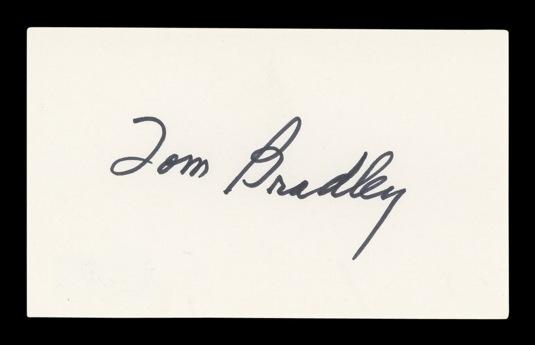 Tom Bradley Autographed 3x5 Index Card BAS Certified Signature (1 of 5)