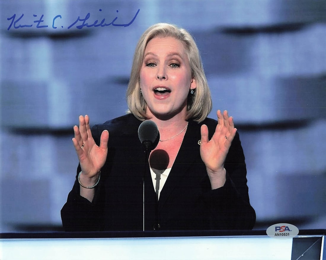 Kristen Gillibrand Autographed 8x10 Photo PSA/DNA Certified: Kristen Gillibrand Autographed 8x10 Photo PSA/DNA Certified This is a professionally printed 8x10 photograph autographed by Senator Kristen Gillibrand. The signature has been authenticated by PSA/DNA,