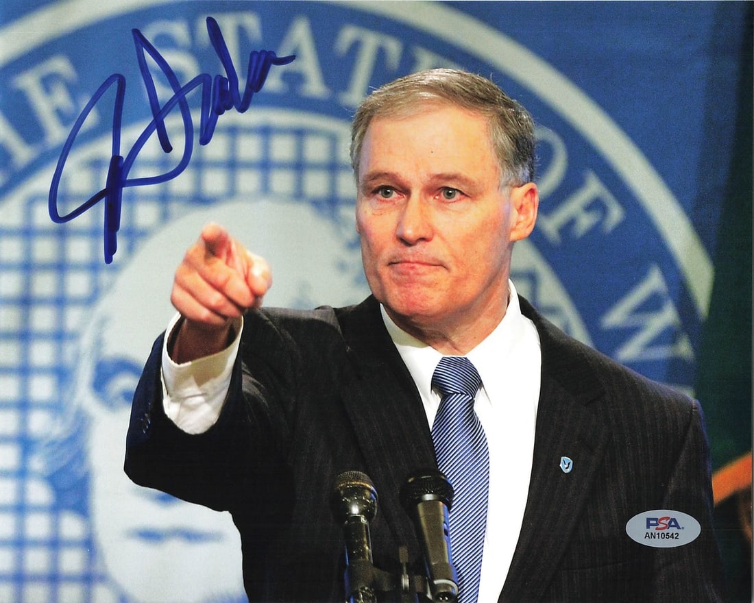 Jay Inslee Autographed 8x10 Photo PSA/DNA Certified: Jay Inslee Autographed 8x10 Photo PSA/DNA Certified This is a professionally printed 8x10 photograph signed by politician Jay Inslee. The autograph has been authenticated by PSA/DNA, ensuring its auth