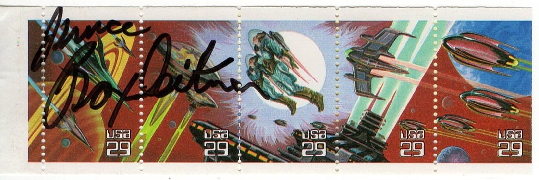 Bruce Boxleitner Autographed Stamp Strip with Beckett Authentication Babylon 5 (1 of 3)
