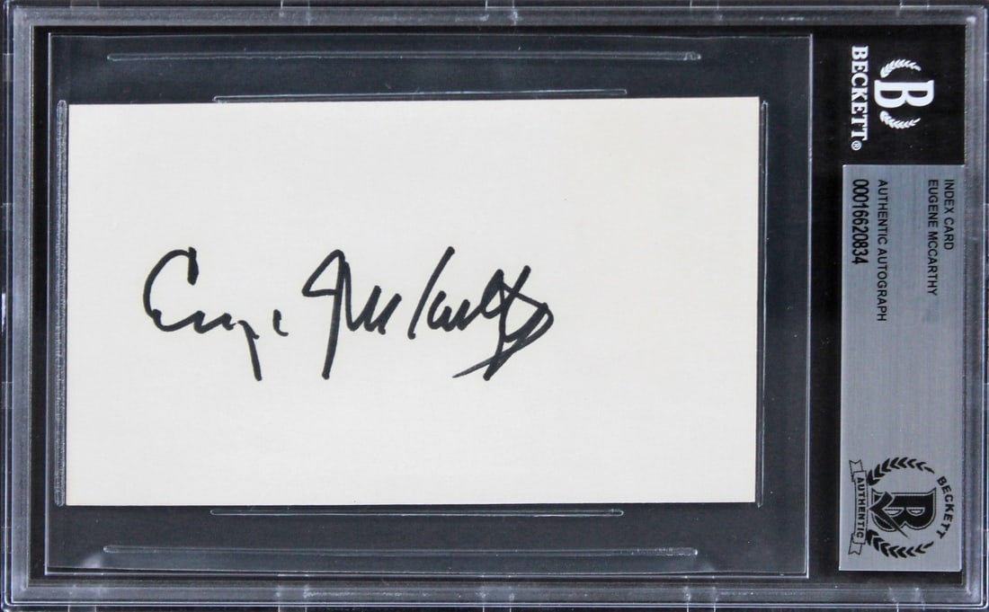 Eugene McCarthy Signed 3x5 Index Card Where Eagles Dare Beckett Authenticated (1 of 2)