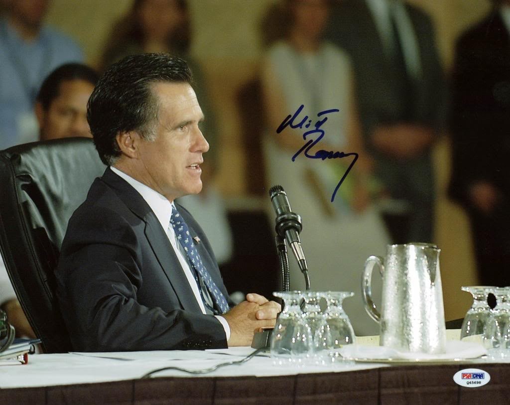 Mitt Romney Autographed 11x14 Photo PSA/DNA Certified: Mitt Romney Autographed 11x14 Photo PSA/DNA Certified This authentic 11x14 photo of Mitt Romney is a remarkable collectible for fans and memorabilia enthusiasts. The photo has been expertly autographe