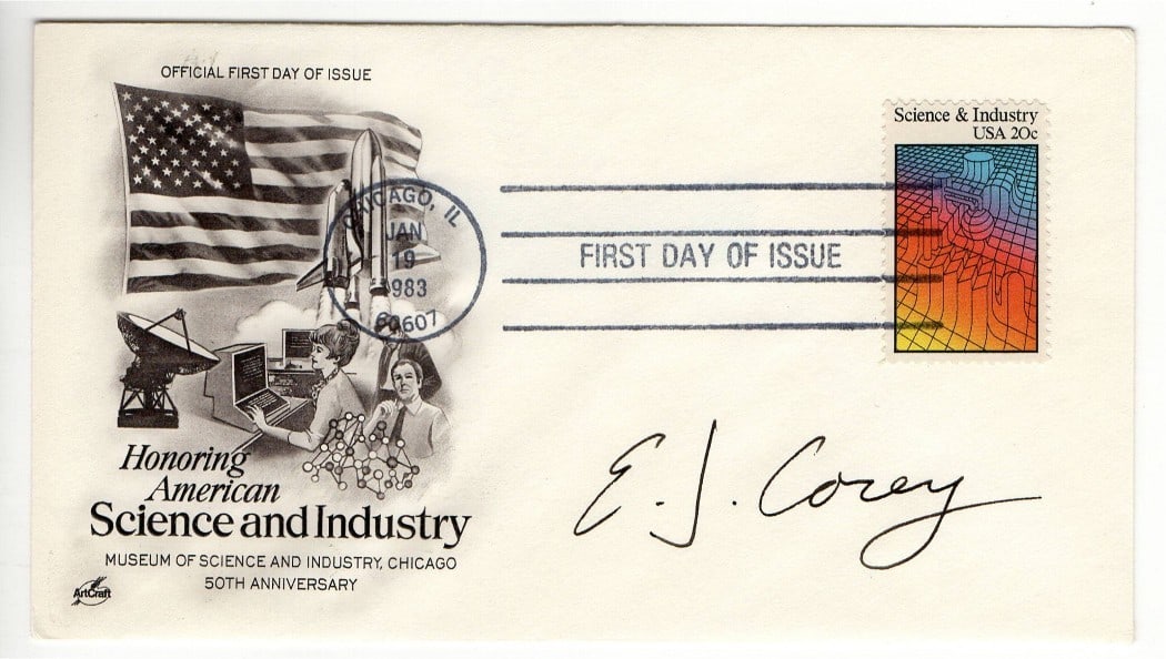 First Day Cover Signed by Nobel Laureate Elias Corey JSA Authenticated (1 of 3)