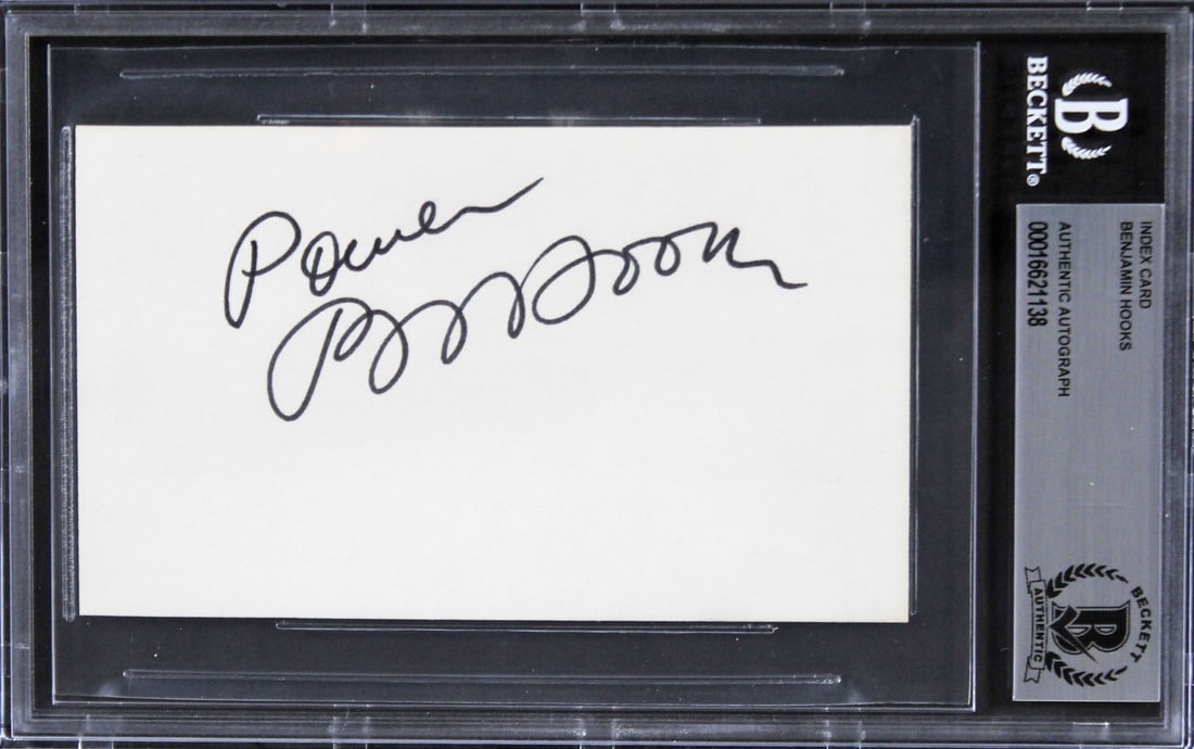 Benjamin Hooks Autographed 3x5 Index Card Beckett Authenticated (1 of 5)