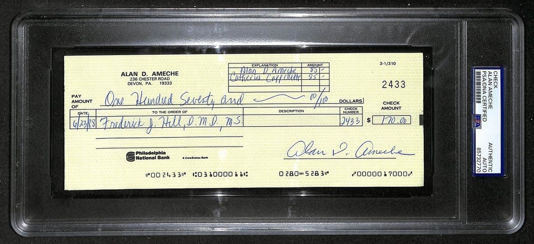 1988 Bank Check Signed by Alan Ameche 1954 Heisman Winner PSA DNA Authenticated (1 of 2)