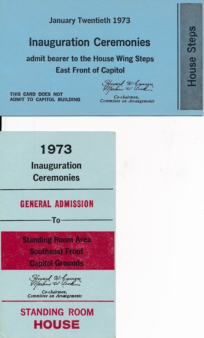 Pair of General Admission Tickets 1973 Nixon Presidential Inauguration (1 of 2)