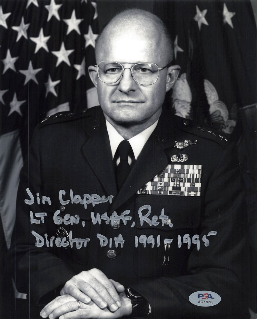 Jim Clapper Autographed 8x10 Photo PSA/DNA Certified: Jim Clapper Autographed 8x10 Photo PSA/DNA Certified This is a professionally printed 8x10 photograph featuring the autograph of Jim Clapper, the former lieutenant general for the USAF. The signature 