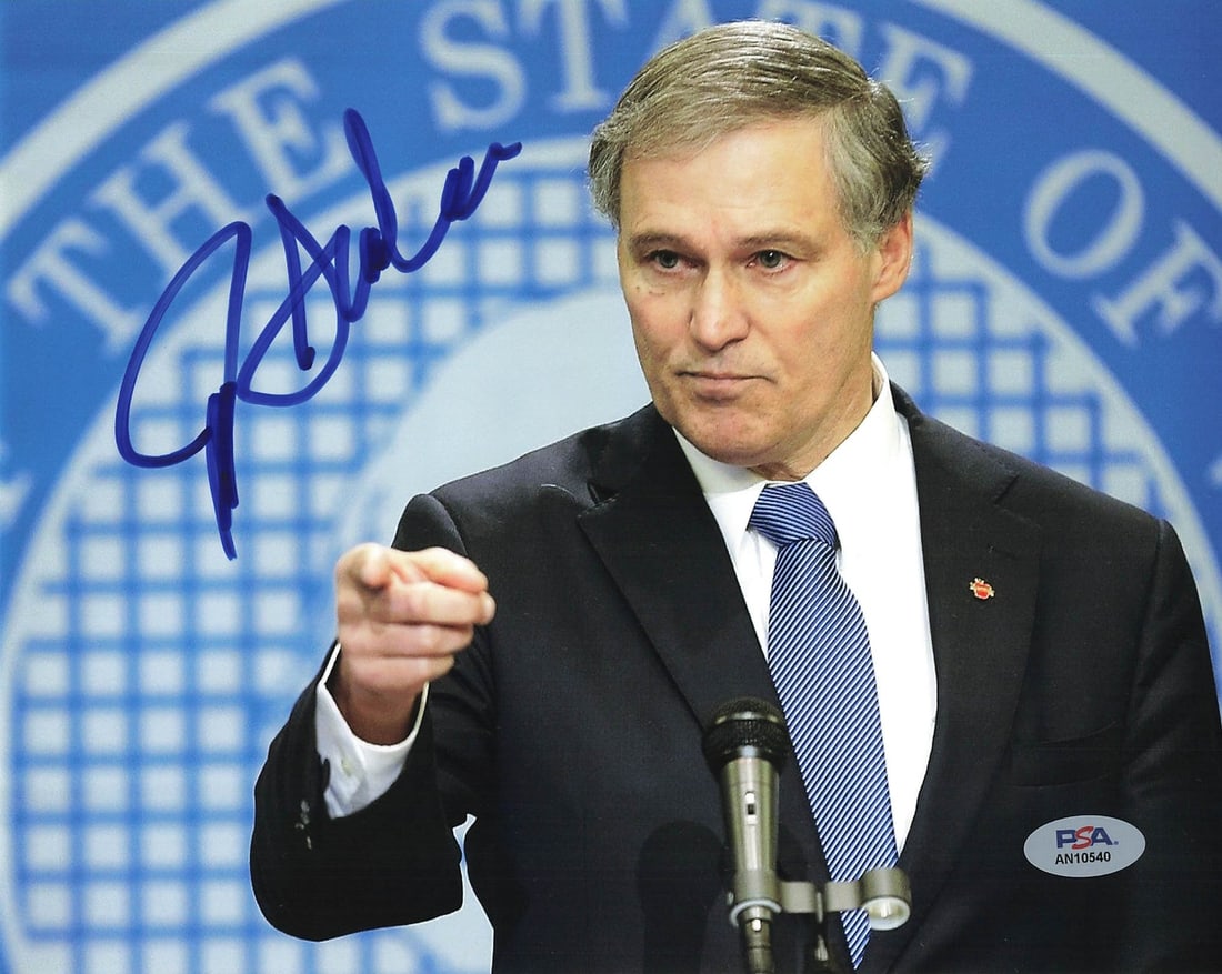 Jay Inslee Autographed 8x10 Photo PSA/DNA Certified: Jay Inslee Autographed 8x10 Photo PSA/DNA Certified This is an authentic 8x10 photograph signed by politician Jay Inslee. The signature has been verified by PSA/DNA, ensuring its legitimacy. This orig