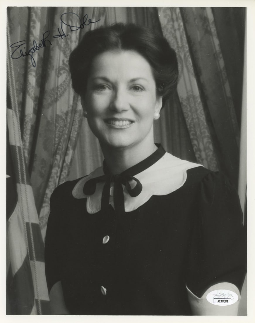 Elizabeth Dole Autographed 8x10 Photograph JSA Certified Authenticity: Elizabeth Dole Autographed 8x10 Photograph JSA Certified Authenticity This 8x10 photograph has been personally signed by former Senator Elizabeth Dole. The autograph has been authenticated by JSA and 