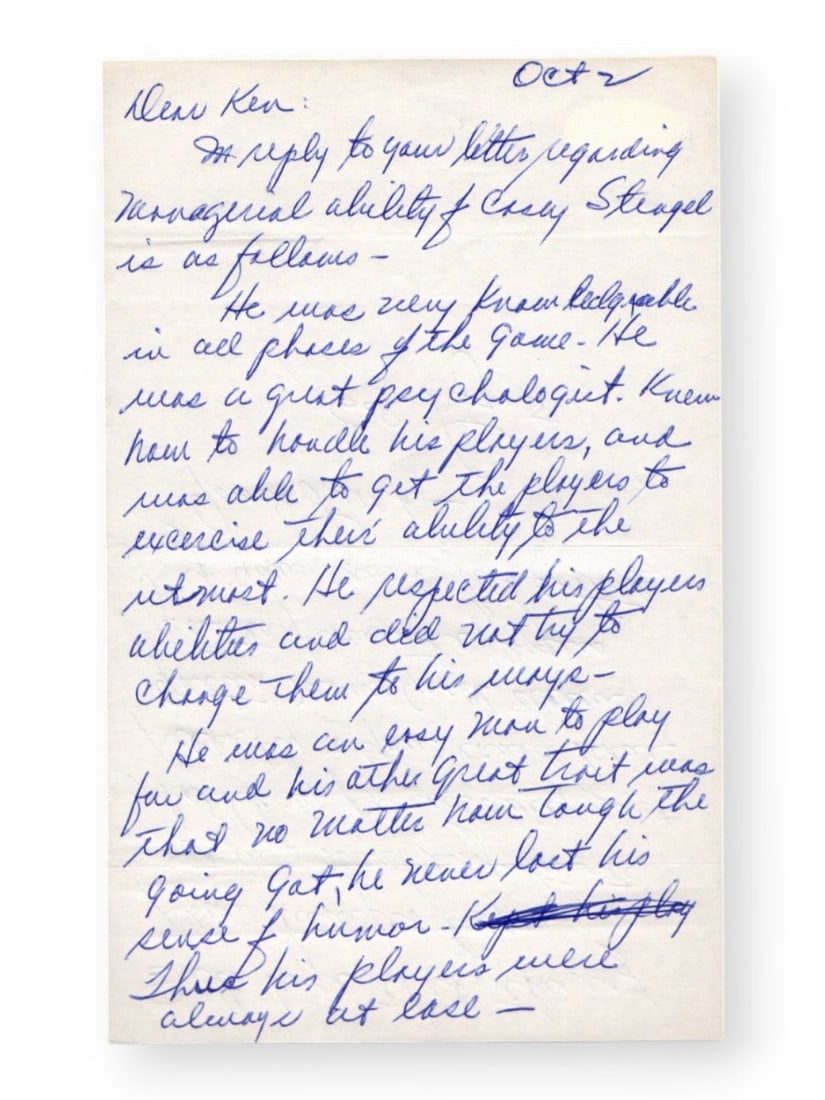 Eddie Lopat Autographed Handwritten Letter Yankees White Sox JSA (1 of 3)