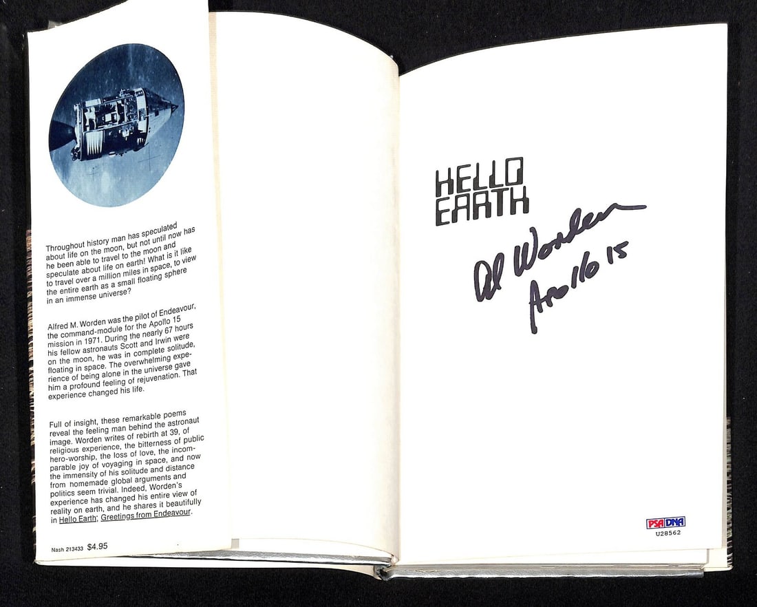 Al Worden Signed Hello Earth Book NASA PSA/DNA Authenticated (1 of 4)