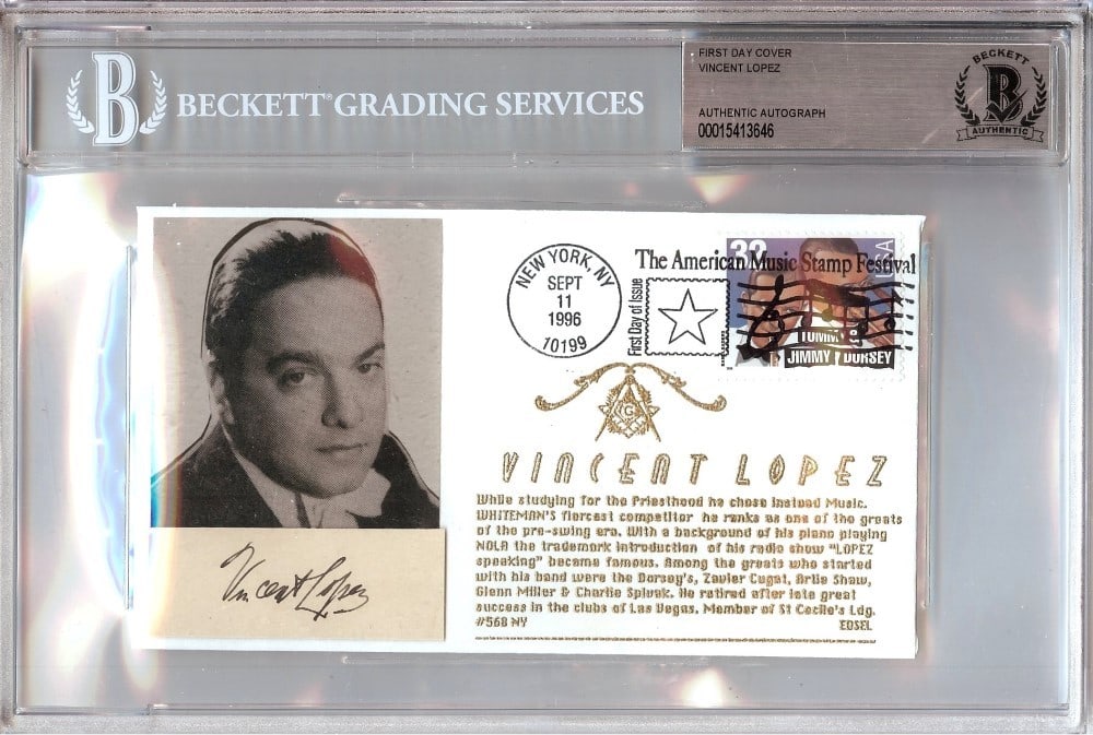 First Day Cover Signed by Vincent Lopez Beckett Authenticated (1 of 1)