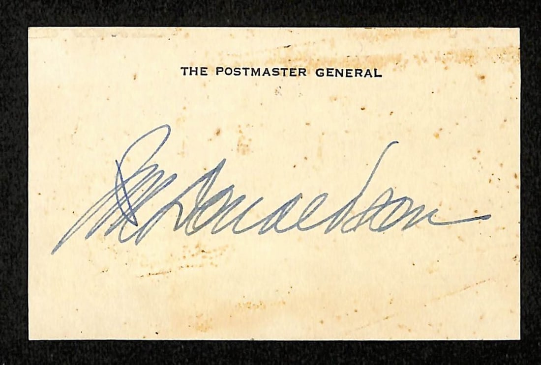 Business Card Hand Signed by Postmaster General J M Donaldson (1 of 2)