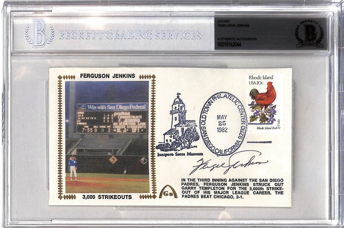 Fergie Jenkins Signed FDC First Day Cover Cubs Beckett BAS: Fergie Jenkins Signed FDC First Day Cover Cubs Beckett BAS This is an original First Day Cover (FDC) featuring the autograph of renowned baseball player Fergie Jenkins. The item is authenticated by Be