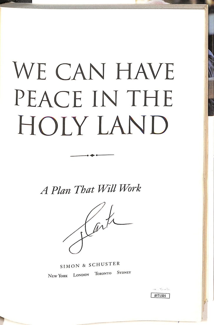 Jimmy Carter Signed We Can Have Peace In The Holy Land Book JSA Authenticated: Jimmy Carter Signed We Can Have Peace In The Holy Land Book JSA Authenticated This is an original hardcover book titled "We Can Have Peace In The Holy Land" authored by former President Jimmy Carter. 