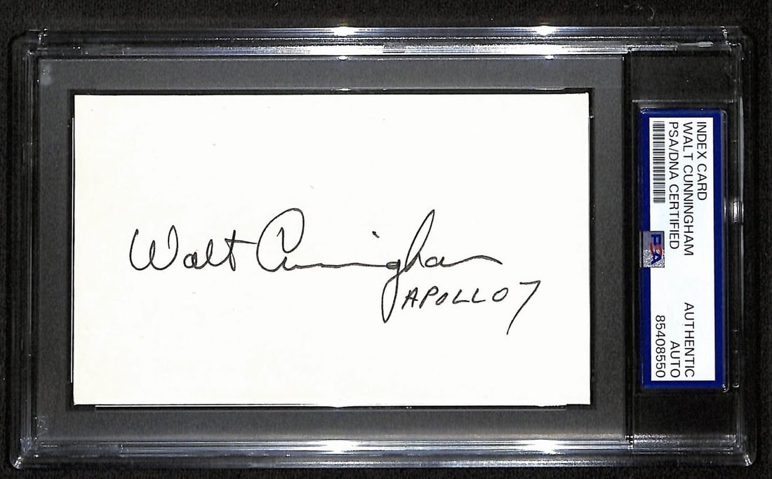 Walt Cunningham Signed Apollo 7 3x5 Index Card PSA/DNA Certified (1 of 1)